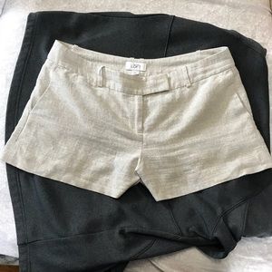 LOFT Off-White Silver-Sparkly Linen Shorts
